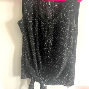 White House Black Market Black and White Polka Dot Blouse